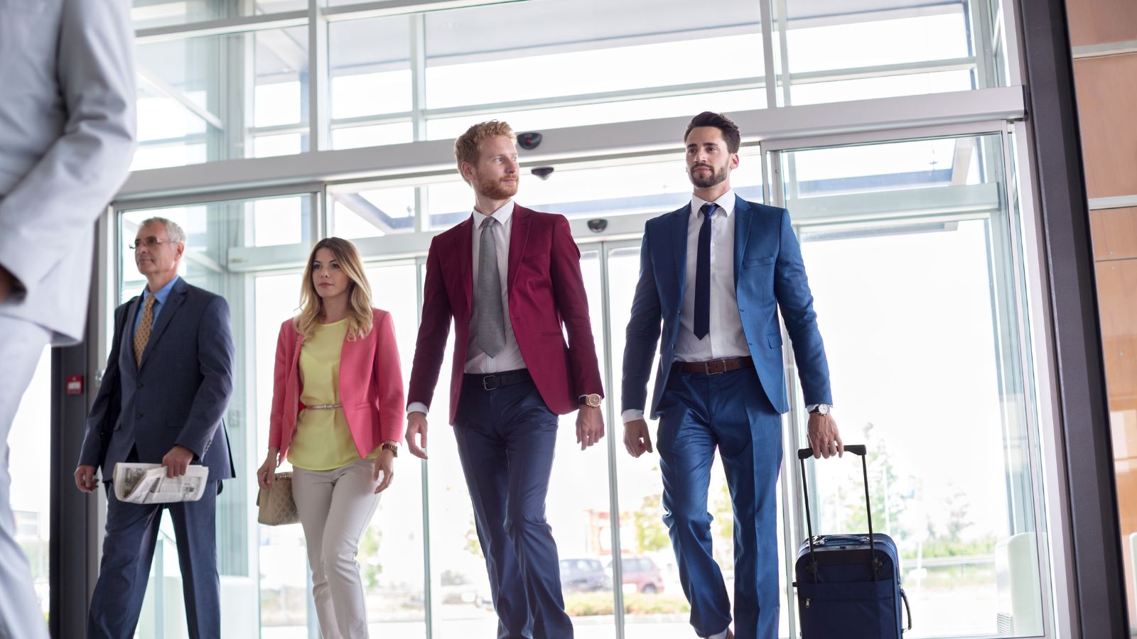 Business professionals at the airport going on a business trip