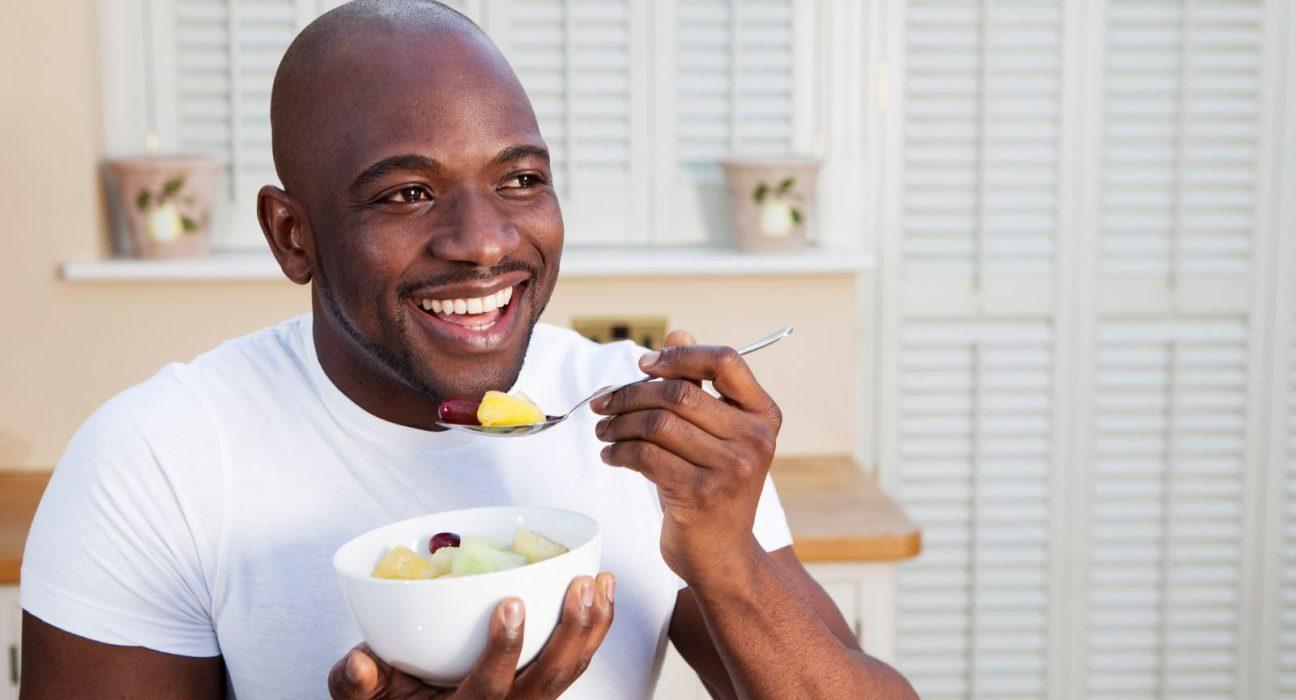 healthy food - black man