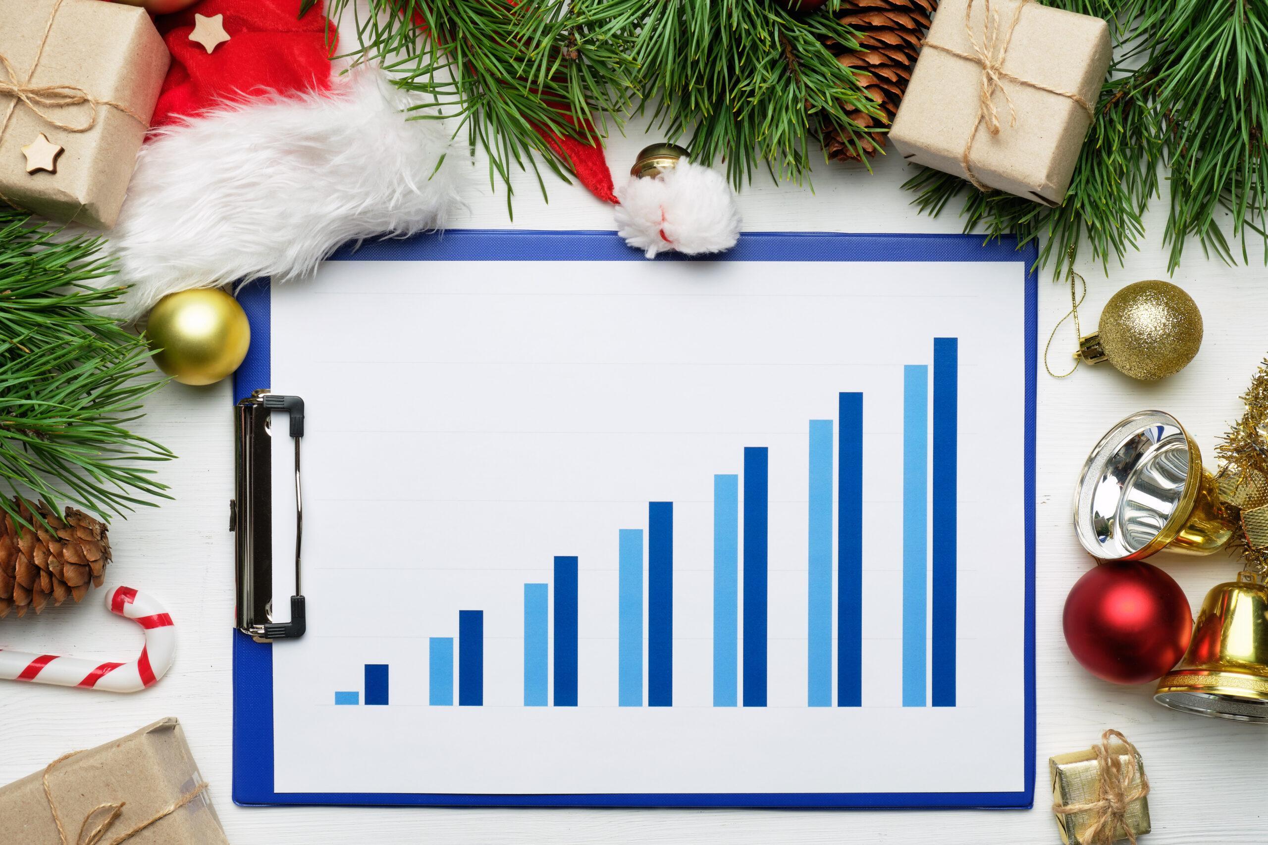 New year concept and christmas with business and profit growth report.