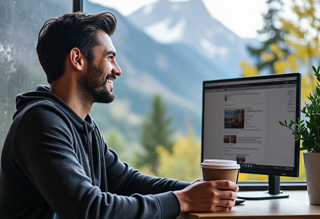 man at computer