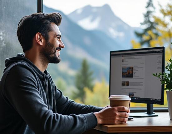 man at computer