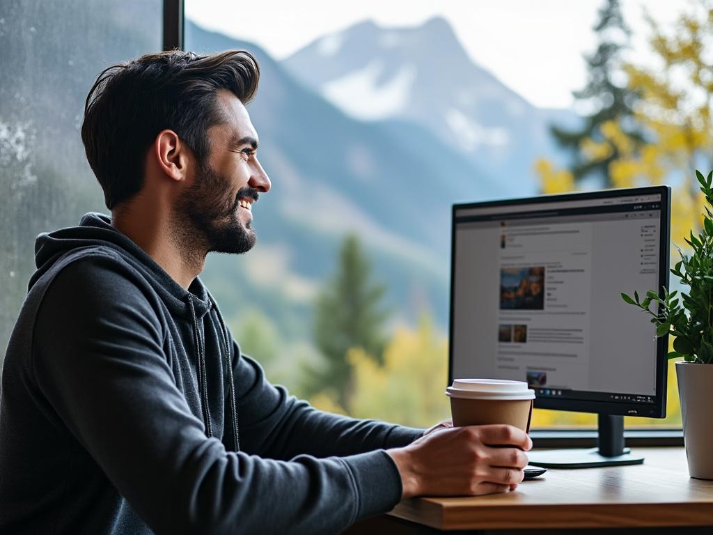 man at computer