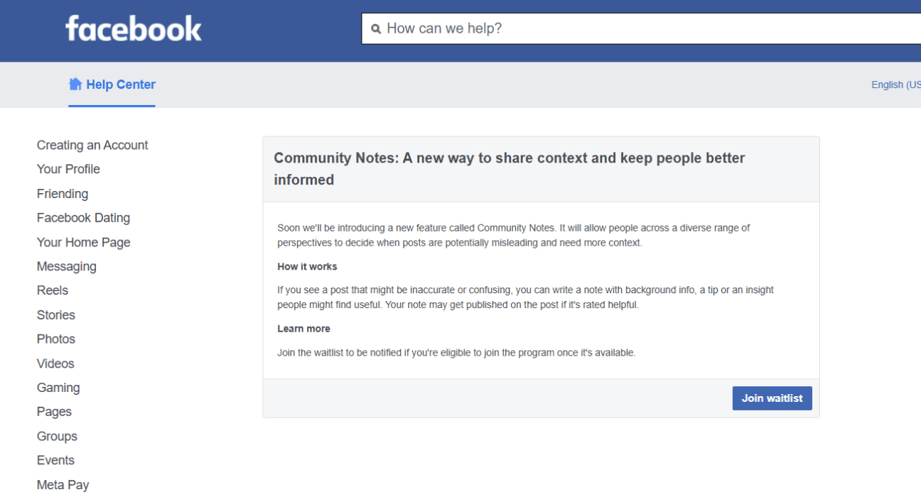 Facebook Community Notes